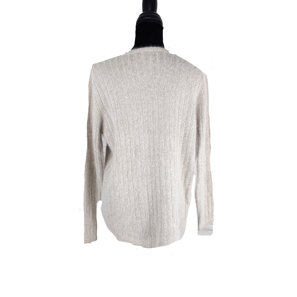 Rafaella Womens M Lambs Wool Blend Taupe Ribbed Round Neck Sweater Sz M - Picture 6 of 6